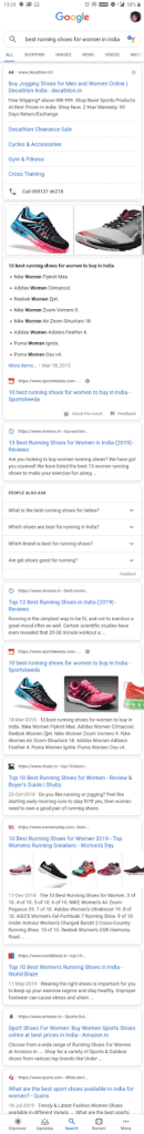 Mobile screenshots of the google search results